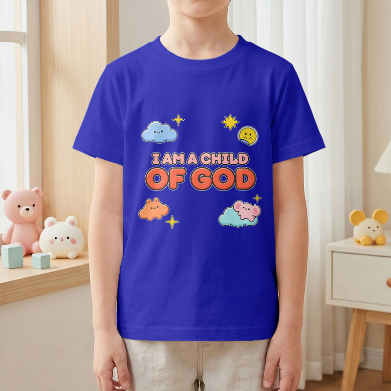 Christianartworkshop T-shirt enfant « Je suis un enfant de Dieu » avec un nuage souriant et un soleil fantaisistes - image 4