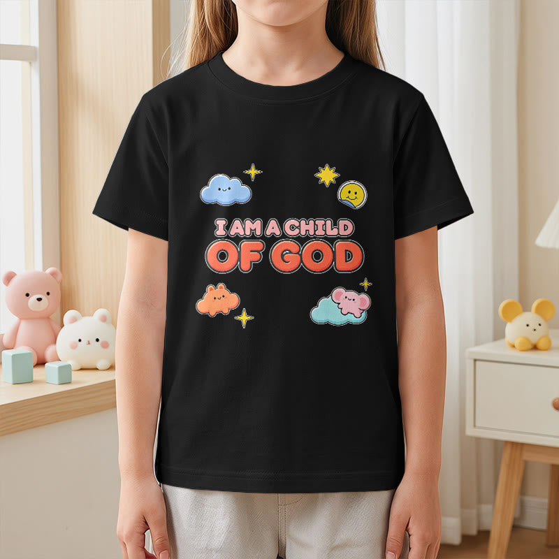 Christianartworkshop T-shirt enfant « Je suis un enfant de Dieu » avec un nuage souriant et un soleil fantaisistes - image 26