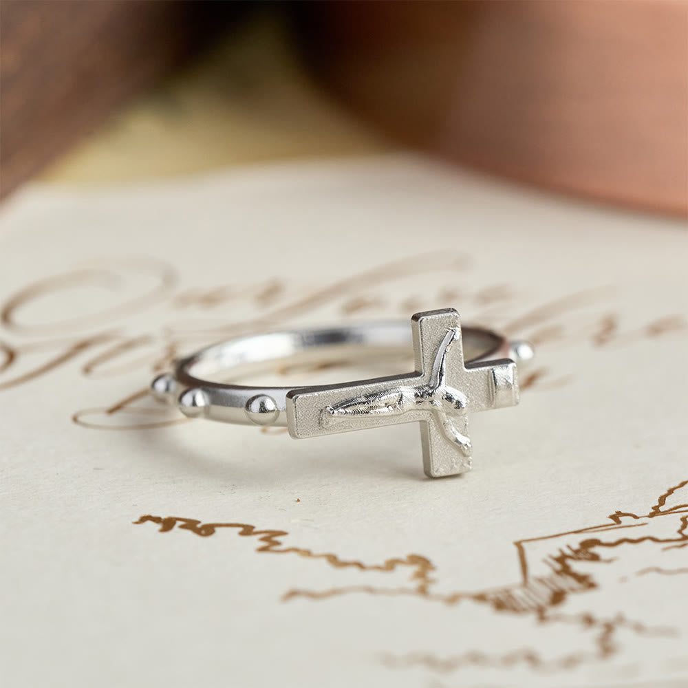 Bague chapelet classique Christianartworkshop avec crucifix et bracelet de prière perlé continu : un emblème intemporel de dévotion - image 1
