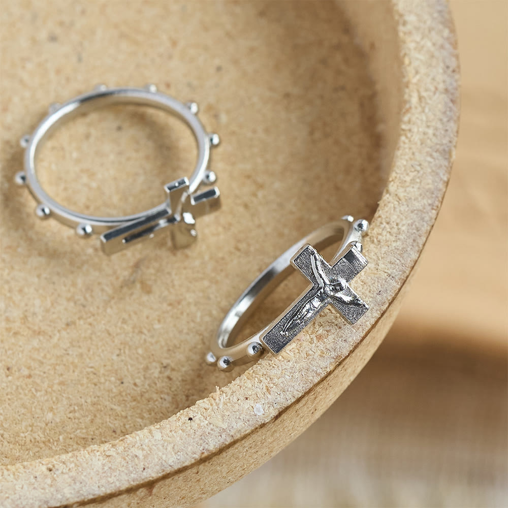 Bague chapelet classique Christianartworkshop avec crucifix et bracelet de prière perlé continu : un emblème intemporel de dévotion - image 5