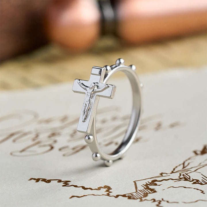 Bague chapelet classique Christianartworkshop avec crucifix et bracelet de prière perlé continu : un emblème intemporel de dévotion - image 2