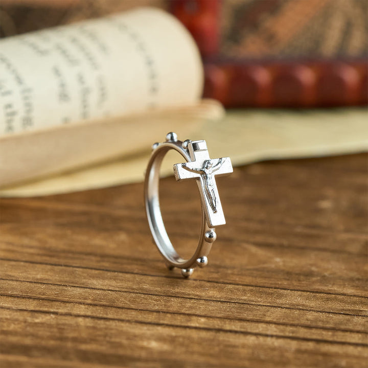 Bague chapelet classique Christianartworkshop avec crucifix et bracelet de prière perlé continu : un emblème intemporel de dévotion - image 4