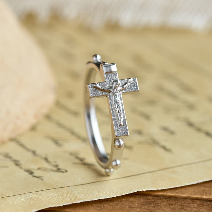 Bague chapelet classique Christianartworkshop avec crucifix et bracelet de prière perlé continu : un emblème intemporel de dévotion - US 11 - image 3