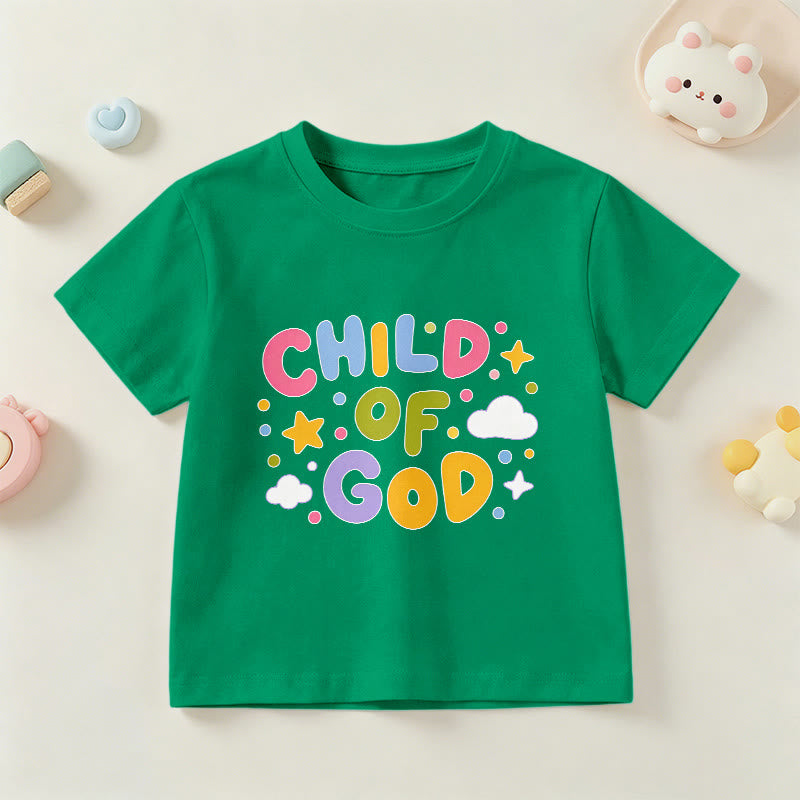 Christianartworkshop T-shirt enfant « Enfant de Dieu » en lettres capitales pastel fantaisistes - Vert - US/UK/AU 14, EU170 - image 0