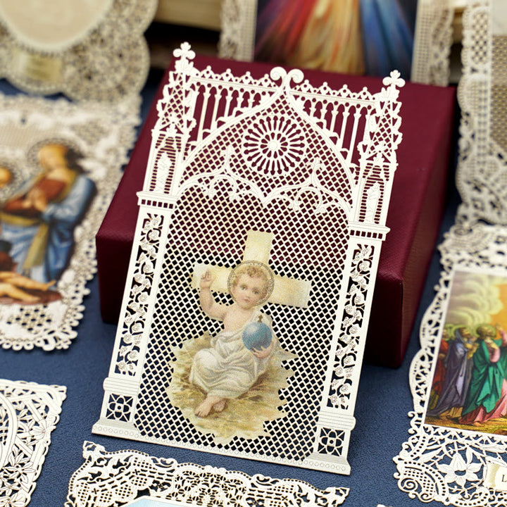 Christianartworkshop Marque-page en dentelle fine orné d'une bordure florale : un rappel de la beauté divine - UN - image 1
