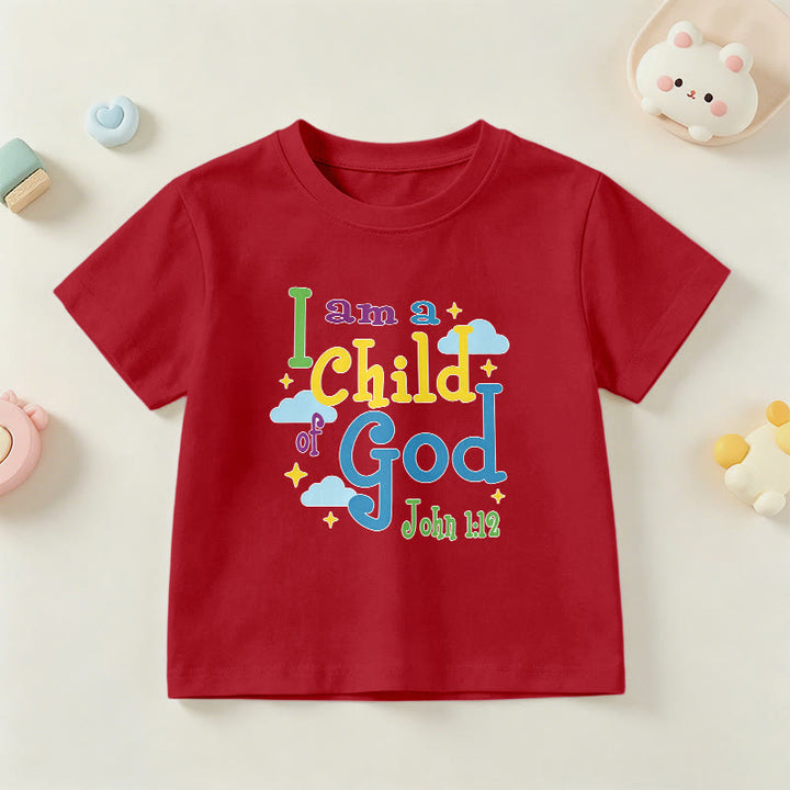 Christianartworkshop T-shirt enfant « Je suis enfant de Dieu » avec un nuage et une étoile fantaisistes et inspirants (Jean 1:12) - Rouge - US/UK/AU 14, EU170 - image 0