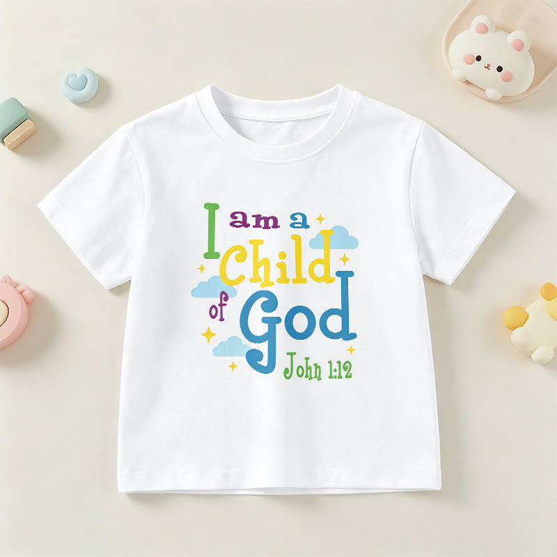 Christianartworkshop T-shirt enfant « Je suis enfant de Dieu » avec un nuage et une étoile fantaisistes et inspirants (Jean 1:12) - Blanc - US/UK/AU 14, EU170 - image 3