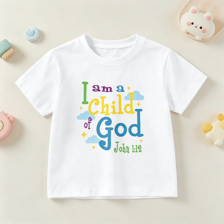 Christianartworkshop T-shirt enfant « Je suis enfant de Dieu » avec un nuage et une étoile fantaisistes et inspirants (Jean 1:12) - Blanc - US/UK/AU 14, EU170 - image 3