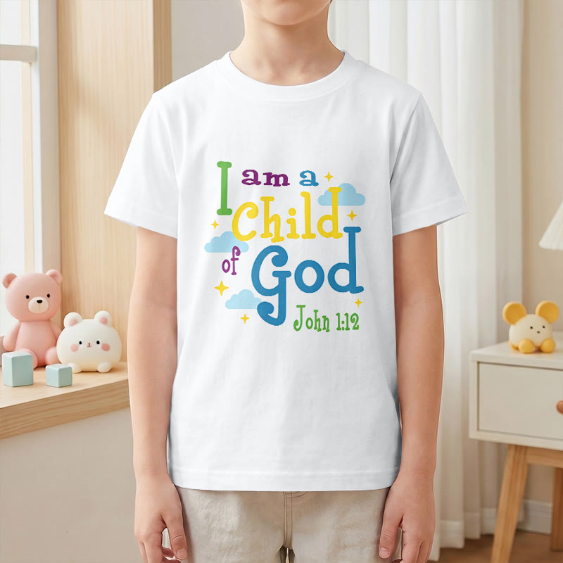 Christianartworkshop T-shirt enfant « Je suis enfant de Dieu » avec un nuage et une étoile fantaisistes et inspirants (Jean 1:12) - image 4