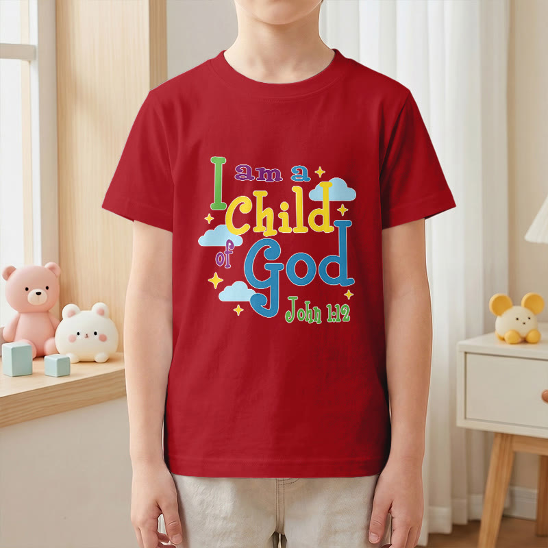 Christianartworkshop T-shirt enfant « Je suis enfant de Dieu » avec un nuage et une étoile fantaisistes et inspirants (Jean 1:12) - image 1