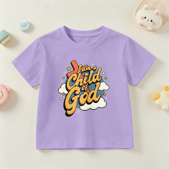 Christianartworkshop T-shirt enfant « Je suis un enfant de Dieu » avec croix et nuage décoratifs - Violet - US/UK/AU 14, EU170 - image 9