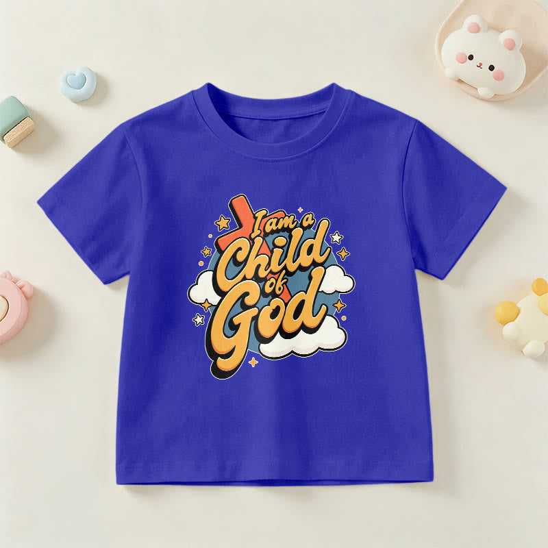 Christianartworkshop T-shirt enfant « Je suis un enfant de Dieu » avec croix et nuage décoratifs - Bleu - US/UK/AU 14, EU170 - image 6