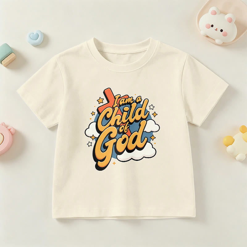 Christianartworkshop T-shirt enfant « Je suis un enfant de Dieu » avec croix et nuage décoratifs - Beige - US/UK/AU 14, EU170 - image 24