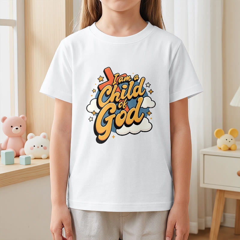 Christianartworkshop T-shirt enfant « Je suis un enfant de Dieu » avec croix et nuage décoratifs - image 5