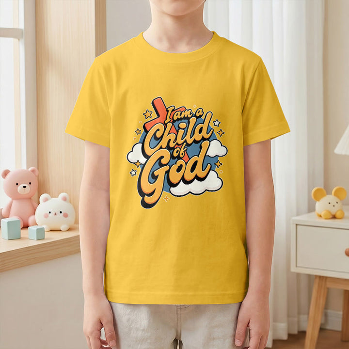 Christianartworkshop T-shirt enfant « Je suis un enfant de Dieu » avec croix et nuage décoratifs - image 1