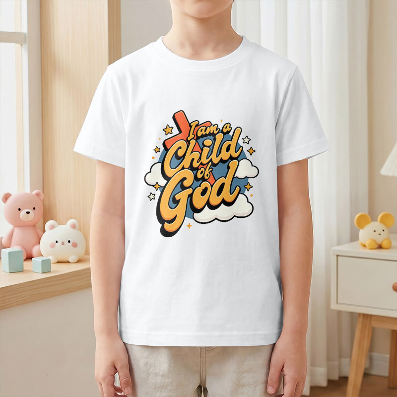 Christianartworkshop T-shirt enfant « Je suis un enfant de Dieu » avec croix et nuage décoratifs - image 4