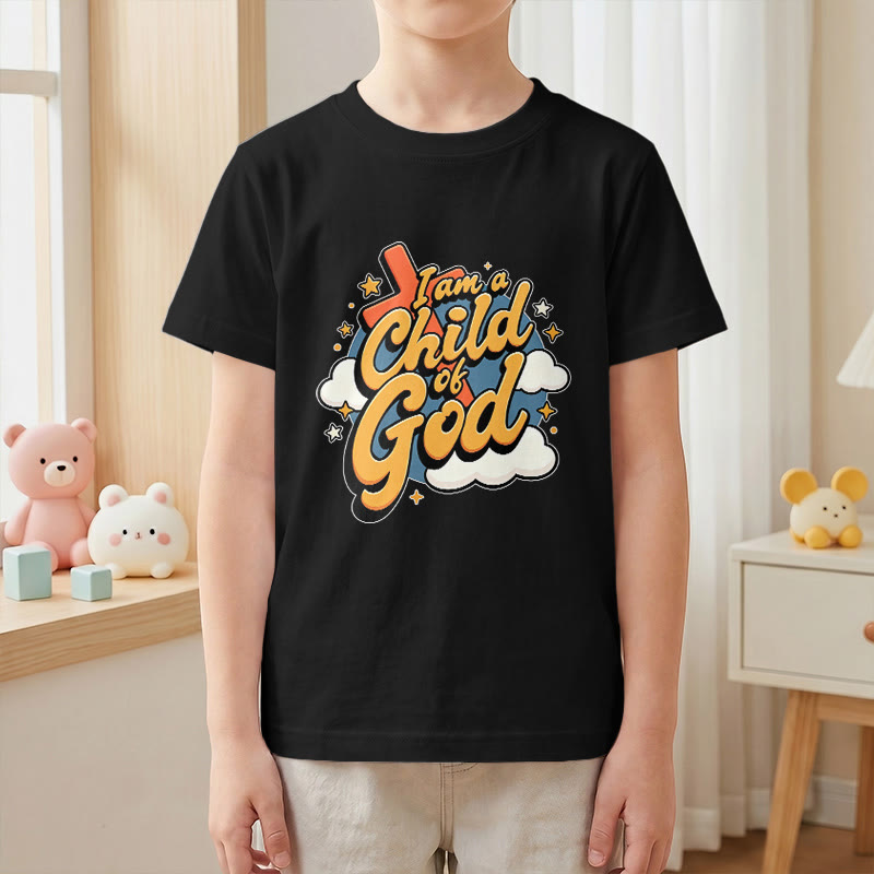 Christianartworkshop T-shirt enfant « Je suis un enfant de Dieu » avec croix et nuage décoratifs - image 28