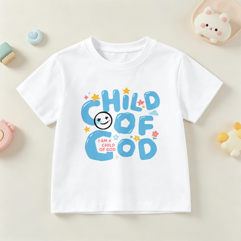 Christianartworkshop T-shirt enfant « Enfant de Dieu » avec un smiley fantaisiste et des motifs floraux - Blanc - US/UK/AU 14, EU170 - image 3