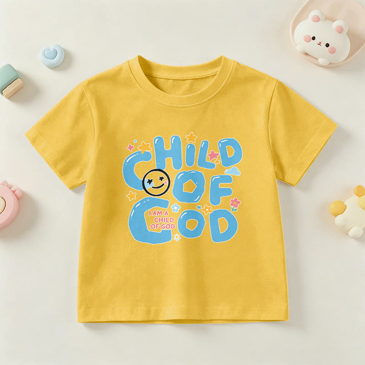 Christianartworkshop T-shirt enfant « Enfant de Dieu » avec un smiley fantaisiste et des motifs floraux - Jaune - US/UK/AU 14, EU170 - image 0