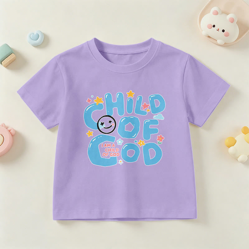 Christianartworkshop T-shirt enfant « Enfant de Dieu » avec un smiley fantaisiste et des motifs floraux - Violet - US/UK/AU 14, EU170 - image 9