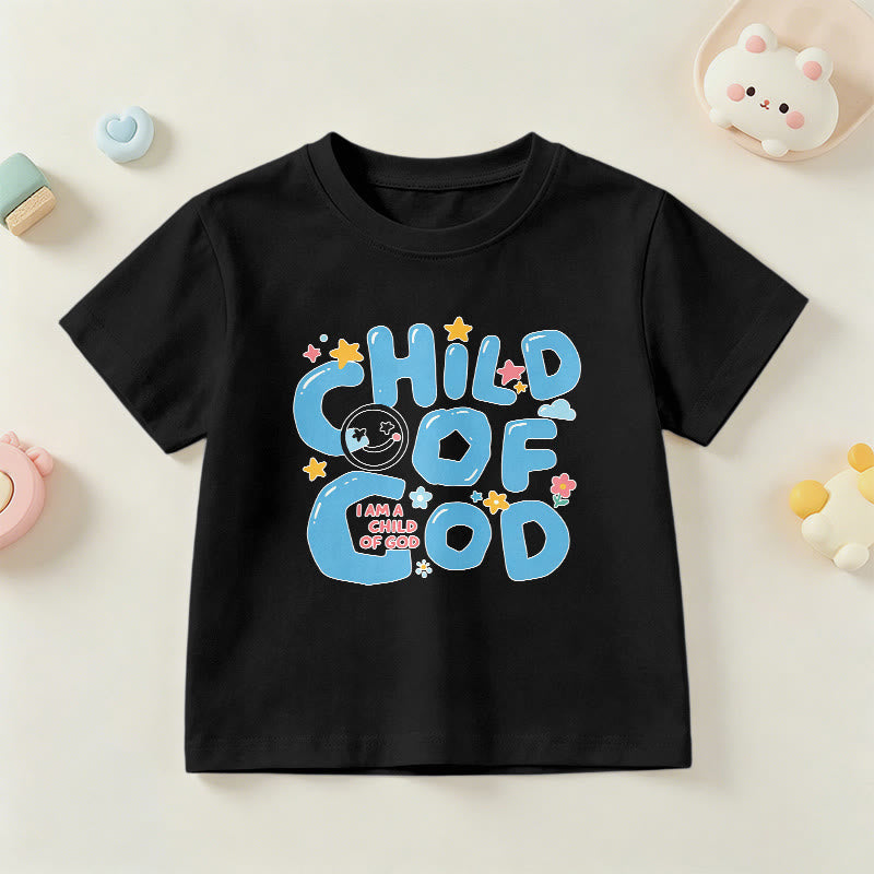 Christianartworkshop T-shirt enfant « Enfant de Dieu » avec un smiley fantaisiste et des motifs floraux - Noir - US/UK/AU 14, EU170 - image 27