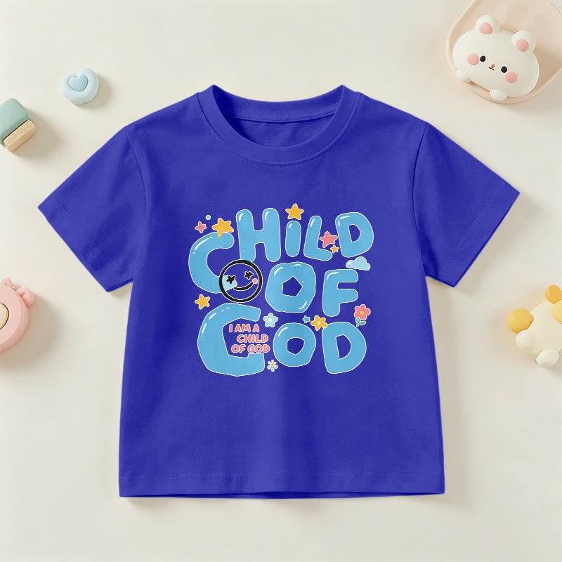 Christianartworkshop T-shirt enfant « Enfant de Dieu » avec un smiley fantaisiste et des motifs floraux - Bleu - US/UK/AU 14, EU170 - image 6