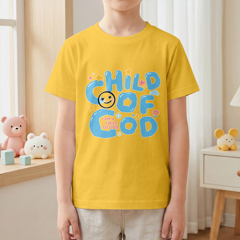 Christianartworkshop T-shirt enfant « Enfant de Dieu » avec un smiley fantaisiste et des motifs floraux - image 1