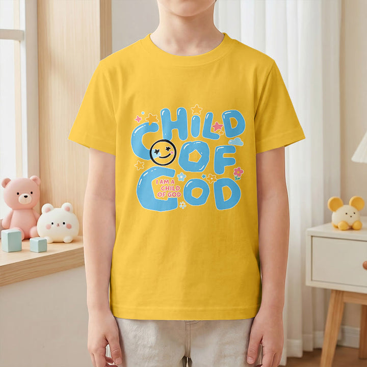 Christianartworkshop T-shirt enfant « Enfant de Dieu » avec un smiley fantaisiste et des motifs floraux - image 1