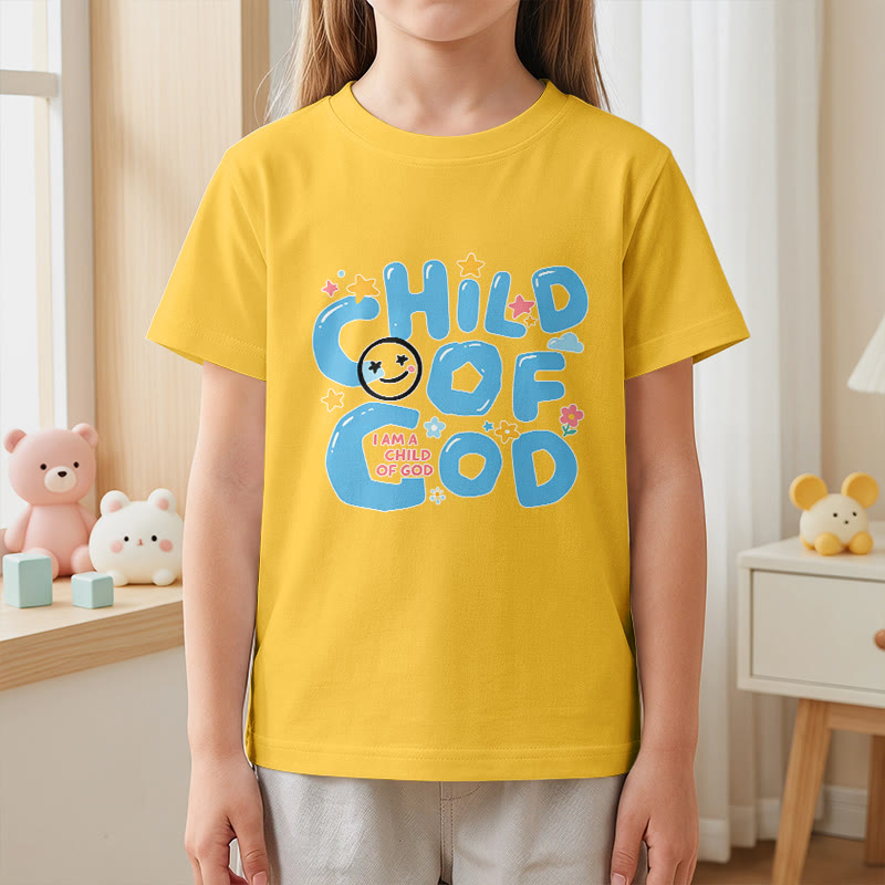 Christianartworkshop T-shirt enfant « Enfant de Dieu » avec un smiley fantaisiste et des motifs floraux - image 2