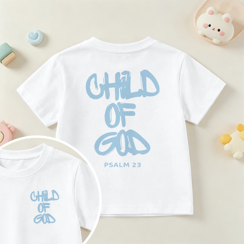 Christianartworkshop T-shirt enfant avec verset biblique dévotionnel « Enfant de Dieu » (Psaume 23) - Blanc - US/UK/AU 14, EU170 - image 0