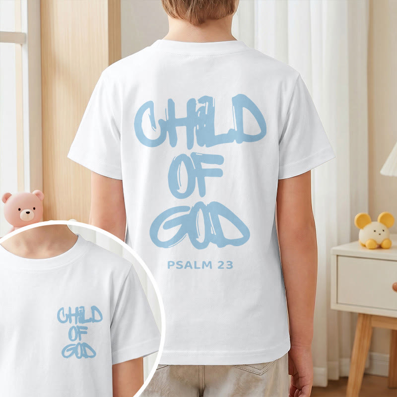 Christianartworkshop T-shirt enfant avec verset biblique dévotionnel « Enfant de Dieu » (Psaume 23) - image 1
