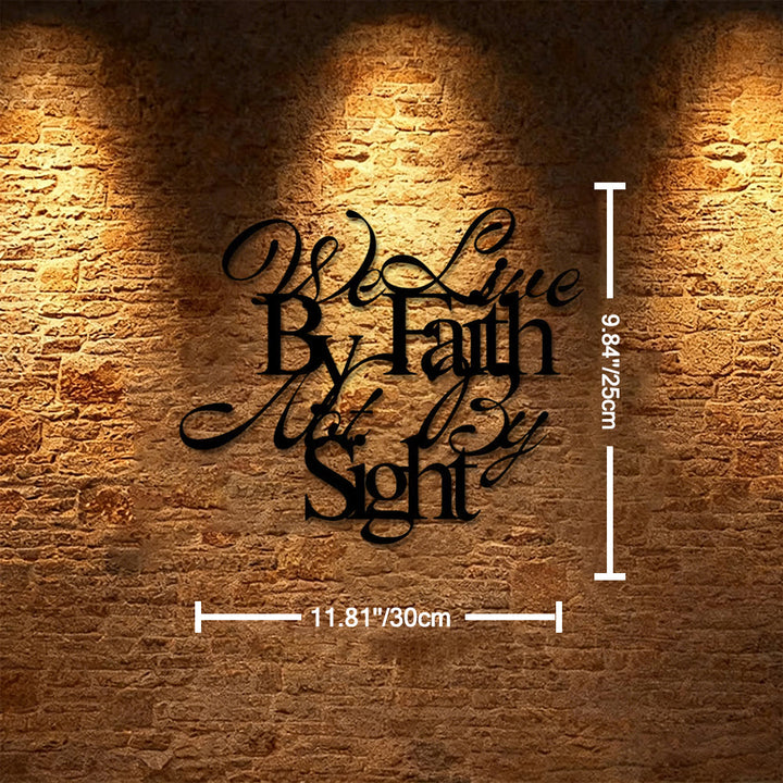 Christianartworkshop Décoration murale en métal avec inscription cursive « Nous vivons par la foi et non par la vue » : un rappel audacieux de la confiance en l’invisible - 11,81''*9,84''*0,04"/30*25*0,1 cm - image 6
