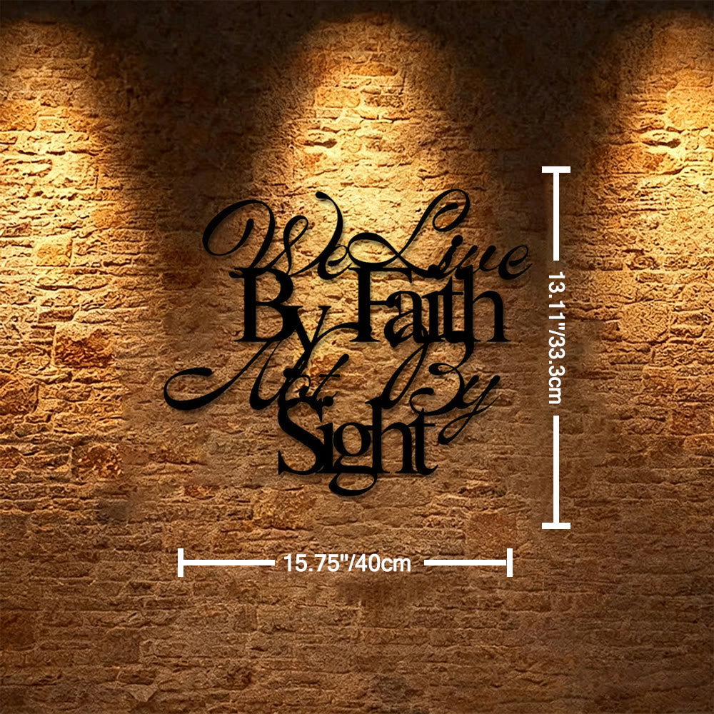 Christianartworkshop Décoration murale en métal avec inscription cursive « Nous vivons par la foi et non par la vue » : un rappel audacieux de la confiance en l’invisible - 15,75''*13,11''*0,04"/40*33,3*0,1 cm - image 7