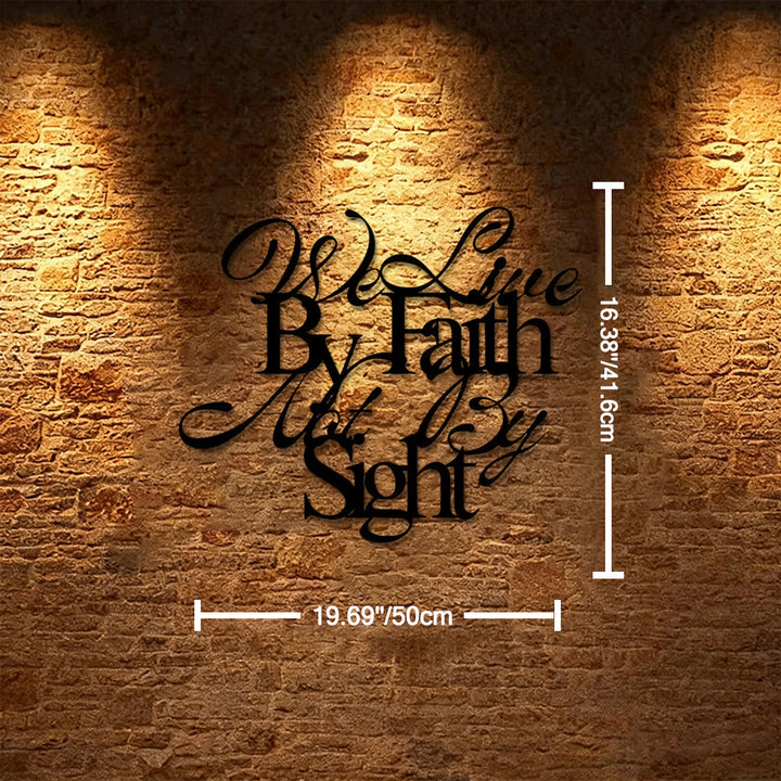 Christianartworkshop Décoration murale en métal avec inscription cursive « Nous vivons par la foi et non par la vue » : un rappel audacieux de la confiance en l’invisible - 19,69''*16,38''*0,05"/50*41,6*0,12 cm - image 8