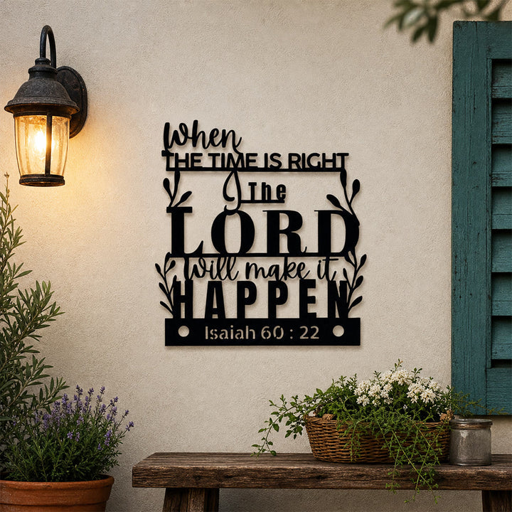Christianartworkshop Quand le moment sera venu, le Seigneur agira (Ésaïe 60:22) Décoration murale en métal : Un rappel du timing parfait de Dieu - image 2