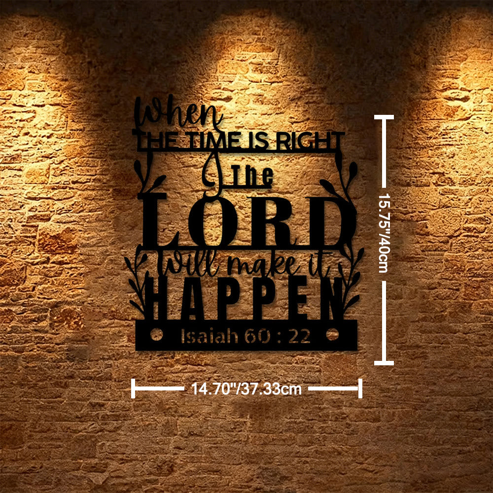 Christianartworkshop Quand le moment sera venu, le Seigneur agira (Ésaïe 60:22) Décoration murale en métal : Un rappel du timing parfait de Dieu - 14,70''*15,75''*0,04"/37,33*40*0,1 cm - image 6