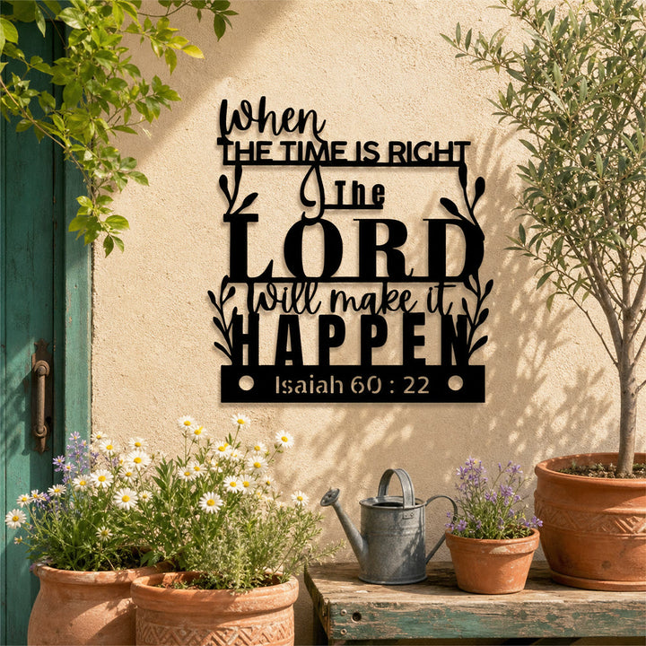 Christianartworkshop Quand le moment sera venu, le Seigneur agira (Ésaïe 60:22) Décoration murale en métal : Un rappel du timing parfait de Dieu - image 4