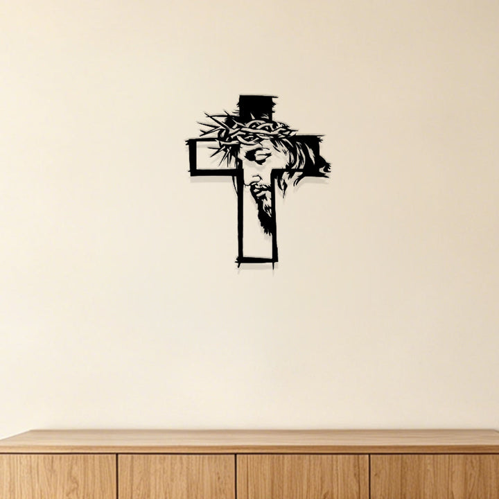 Christianartworkshop Croix avec Jésus et couronne d'épines, décoration murale en métal : un rappel saisissant de la grâce - image 1