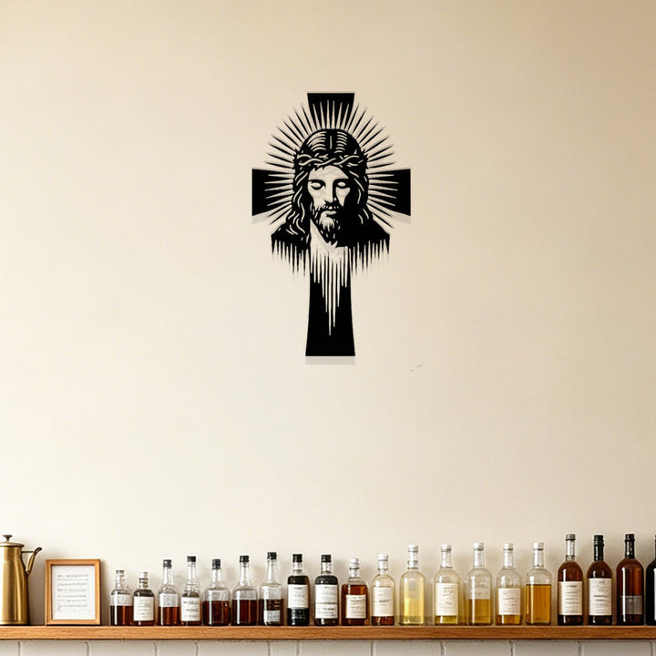 Christianartworkshop Croix de Jésus rayonnante, décoration murale en métal : symbole de lumière et de grâce divines - image 4