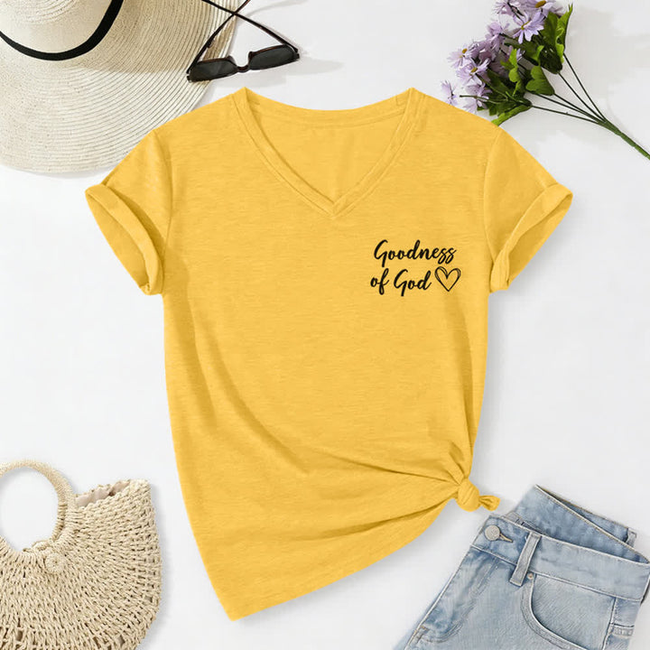 T-shirt décontracté à col en V pour femmes « Je chanterai la bonté de Dieu » de Christianartworkshop - image 22