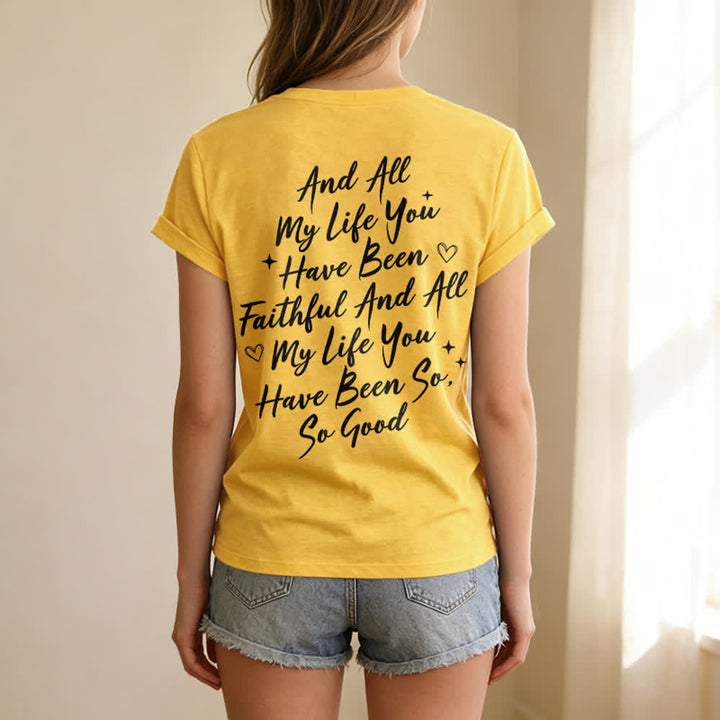 T-shirt décontracté à col en V pour femmes « Je chanterai la bonté de Dieu » de Christianartworkshop - image 23