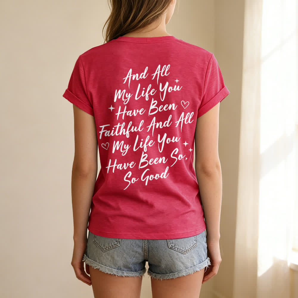 T-shirt décontracté à col en V pour femmes « Je chanterai la bonté de Dieu » de Christianartworkshop - image 53