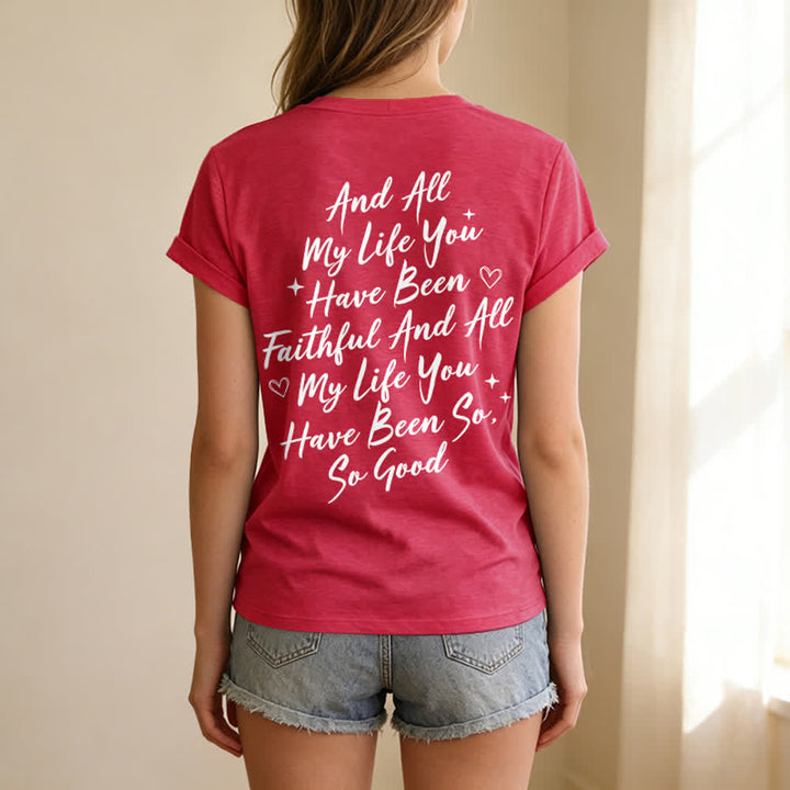 T-shirt décontracté à col en V pour femmes « Je chanterai la bonté de Dieu » de Christianartworkshop - image 53