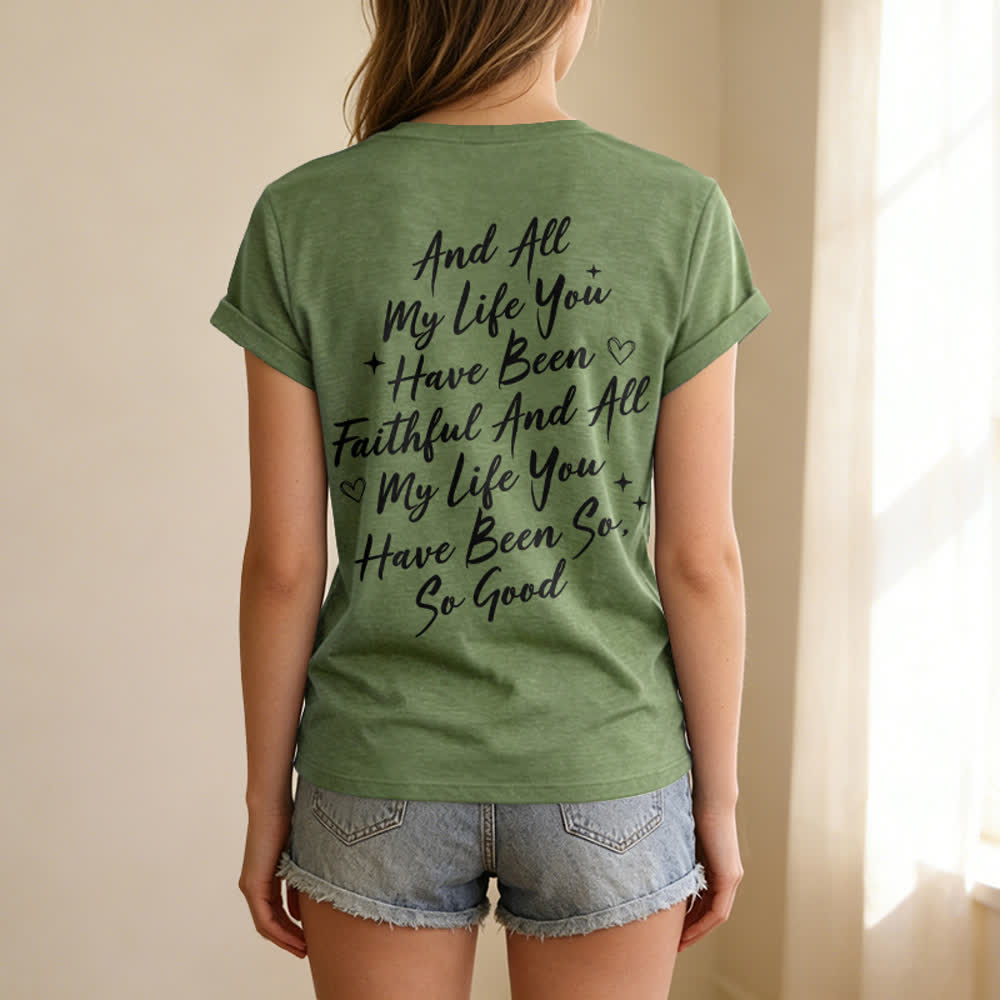 T-shirt décontracté à col en V pour femmes « Je chanterai la bonté de Dieu » de Christianartworkshop - image 28