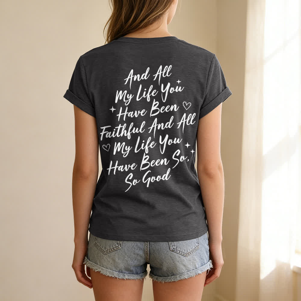 T-shirt décontracté à col en V pour femmes « Je chanterai la bonté de Dieu » de Christianartworkshop - image 13