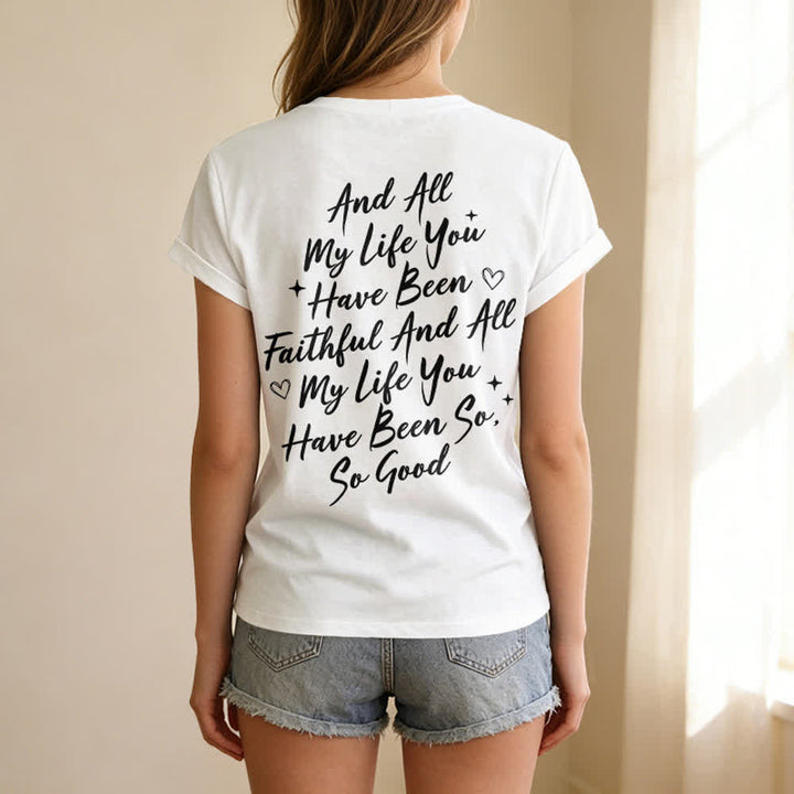 T-shirt décontracté à col en V pour femmes « Je chanterai la bonté de Dieu » de Christianartworkshop - image 8