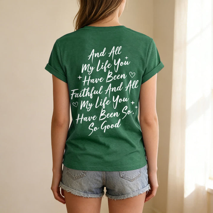 T-shirt décontracté à col en V pour femmes « Je chanterai la bonté de Dieu » de Christianartworkshop - image 33
