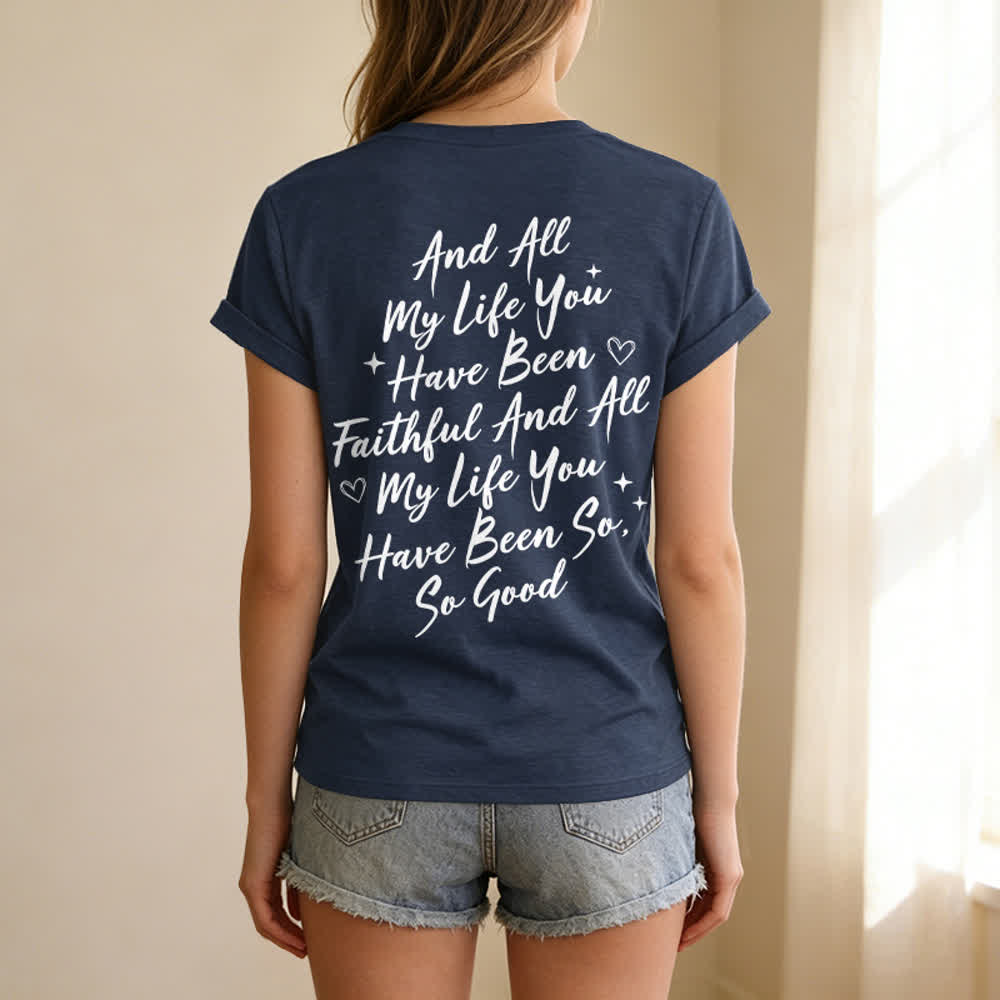 T-shirt décontracté à col en V pour femmes « Je chanterai la bonté de Dieu » de Christianartworkshop - image 43