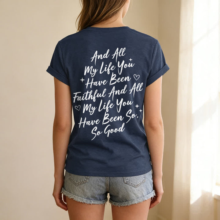 T-shirt décontracté à col en V pour femmes « Je chanterai la bonté de Dieu » de Christianartworkshop - image 43