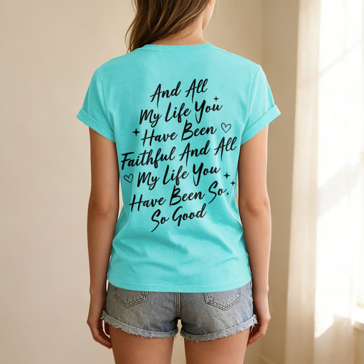 T-shirt décontracté à col en V pour femmes « Je chanterai la bonté de Dieu » de Christianartworkshop - image 38